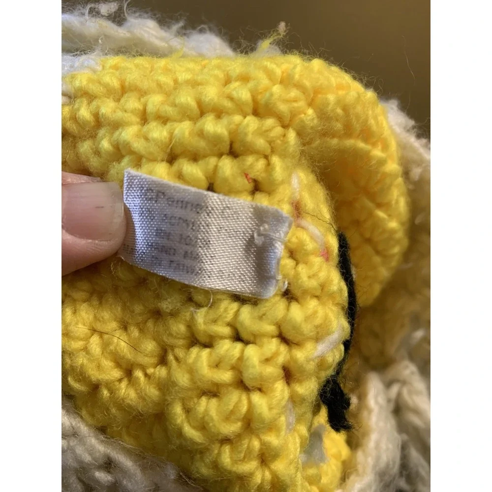 Vintage Sesame Street Big Bird Kids Childs Hand Knit Bonnet Muppet Hat JCPenney